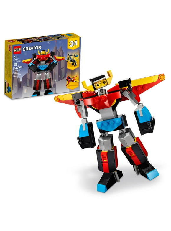 LEGO Creator 3 in 1 Super Robot Building Kit, Kids Can Build a Toy Robot or a Toy Dragon, or a Model Jet Plane, Makes a Creative Gift for Kids, Boys, Girls Age 7+ Years Old, 31124