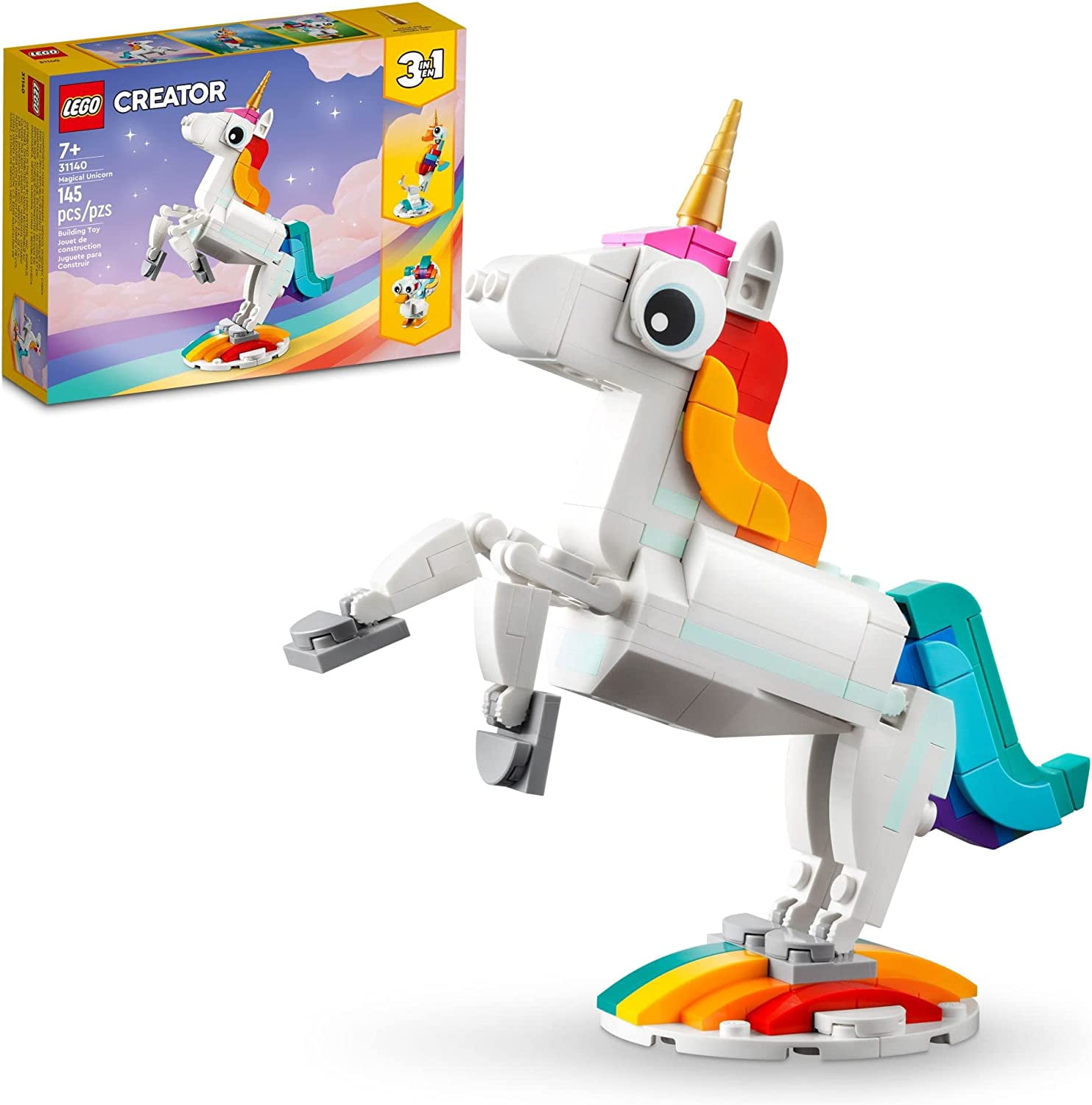 LEGO Creator 3 in 1 Magical Unicorn Toy to Seahorse to Peacock, Rainbow Animal Figures, Unicorn Gift for Girls and Boys, Buildable Toys, 31140 $9.97