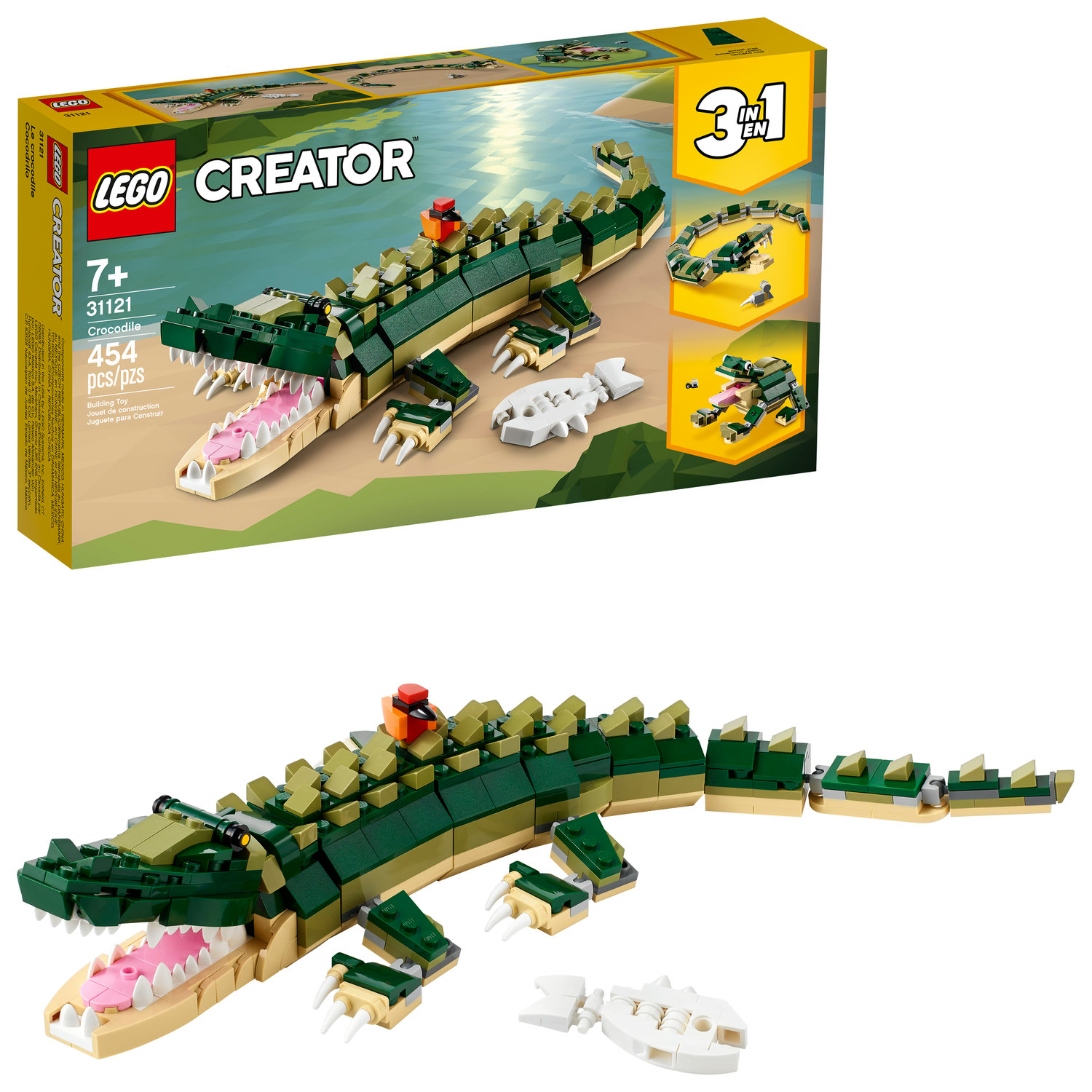 LEGO Creator 3in1 Crocodile 31121 Building Toy Featuring Wild Animal Toys for Kids (454 Pieces) - image 1 of 10