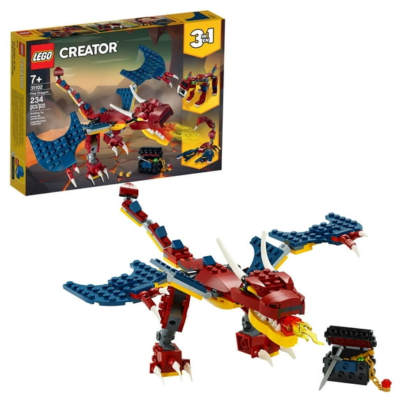 LEGO Creator 3in1 Fire Dragon 31102 Building Kit for Kids (234 Pieces)