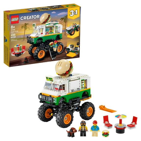 LEGO Creator 3in1 Monster Burger Truck 31104 Vehnicle Building Kit for Kids (499 Pieces)