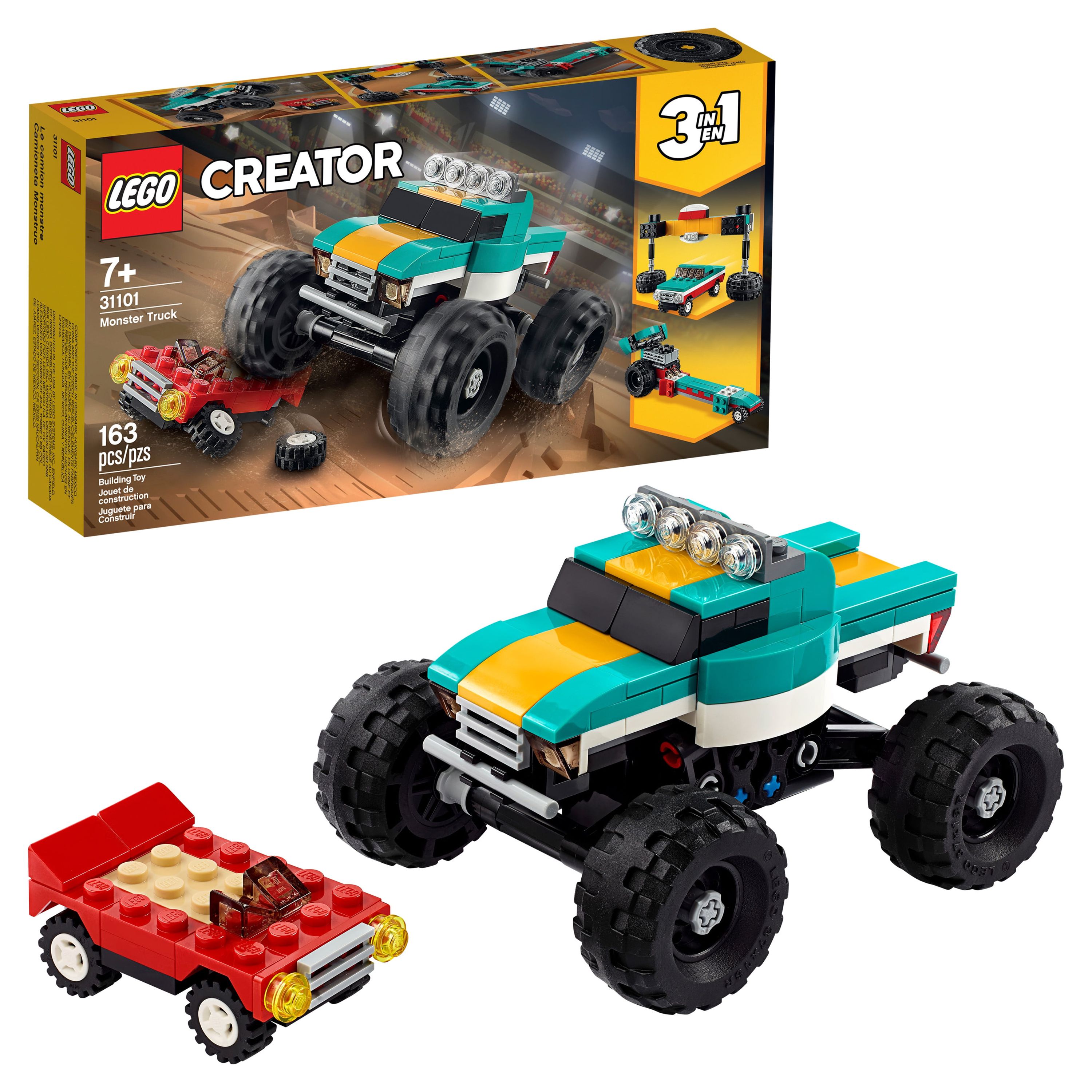 LEGO Creator 3in1 Monster Truck Toy 31101 Cool Building Kit for Kids (163 Pieces) - image 1 of 11