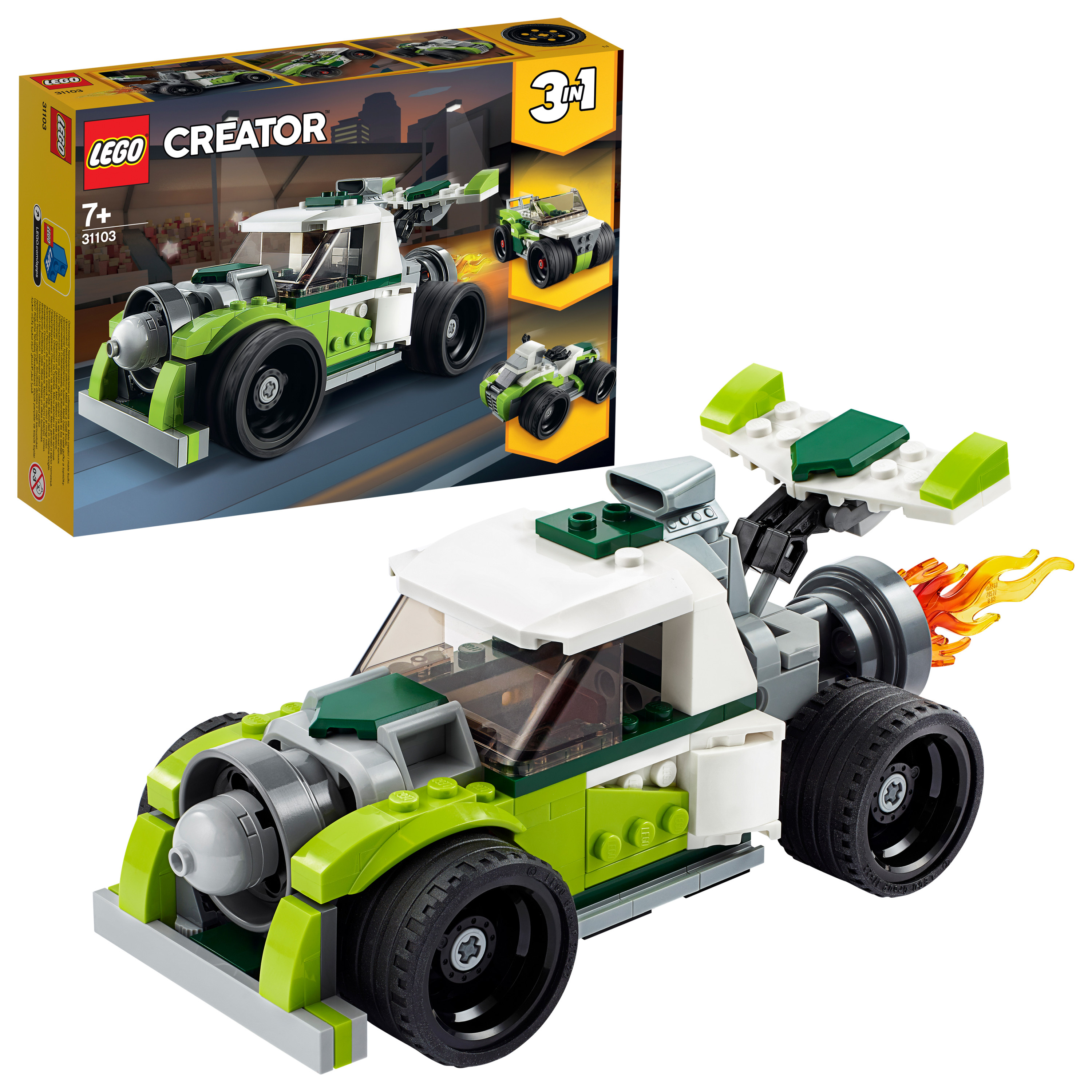 LEGO Creator 3in1 Rocket Truck 31103 Action Building Toy for Kids, Build a Rocket Truck, Off-Roader or Quad Bike (198 Pieces) - image 1 of 6