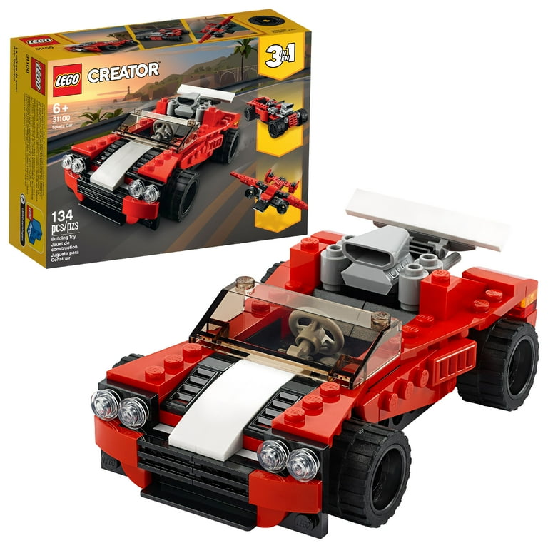 LEGO Creator 3in1 Kids Sports Car Toy 31100 Set with Motor Vehicle for Racing 134 Pieces Walmart