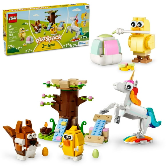 LEGO Creator Springtime Animal Play Pack - 5 Adorable Animal Builds in 1 Box - Easter Chick, Unicorn, Seahorse, Peacock, Squirrel, and Bird Toys - Easter Gift Idea for Kids - 66801