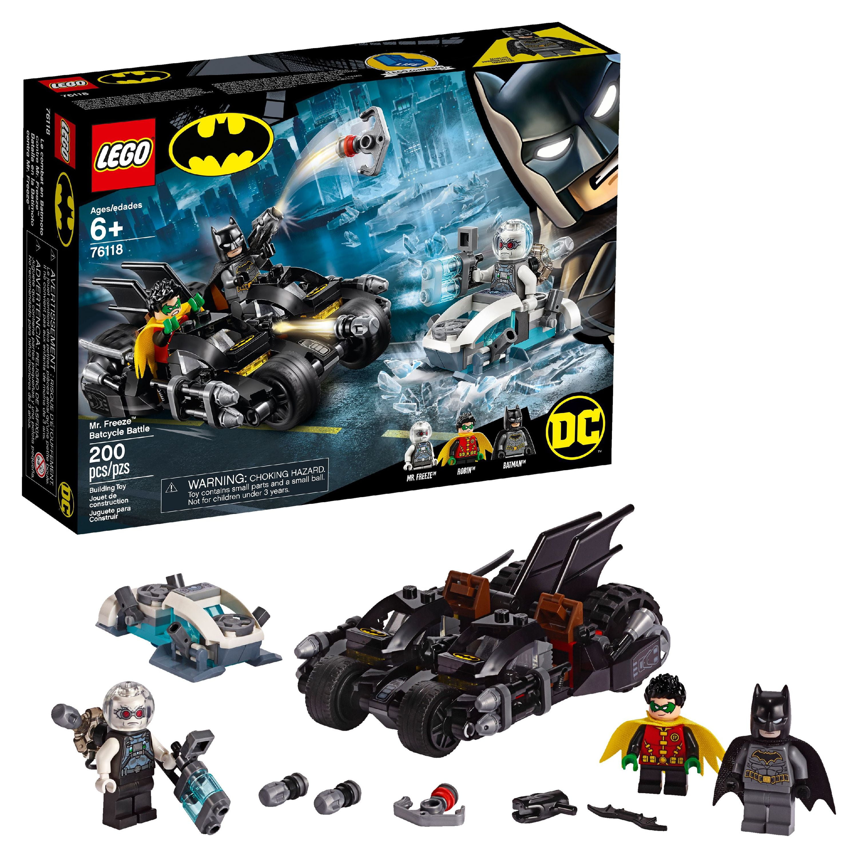 LEGO DC Comics Super Heroes Mr. Freeze Toy Batcycle Battle 76118 (200  Pieces)