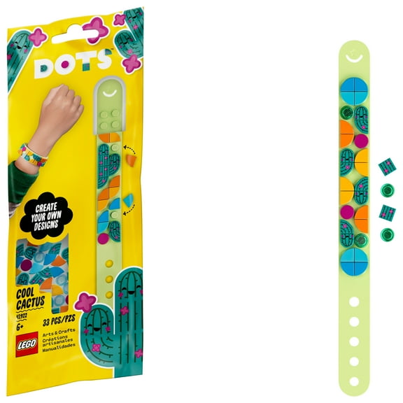 LEGO DOTS Cool Cactus Bracelet 41922 DIY Craft and Bracelet Making Kit (33 Pieces)