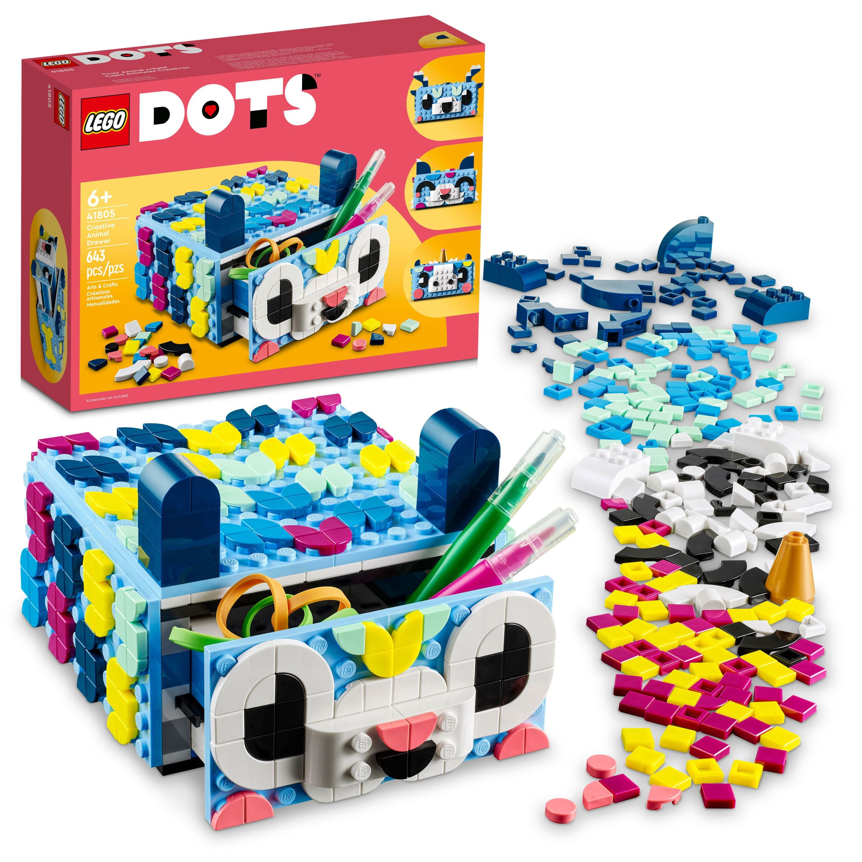 LEGO DOTS Creative Animal Drawer 41805, Toy Mosaic Kit for Children, DIY Jewelry Storage Box or Desk Caddy, Kids Craft Kit