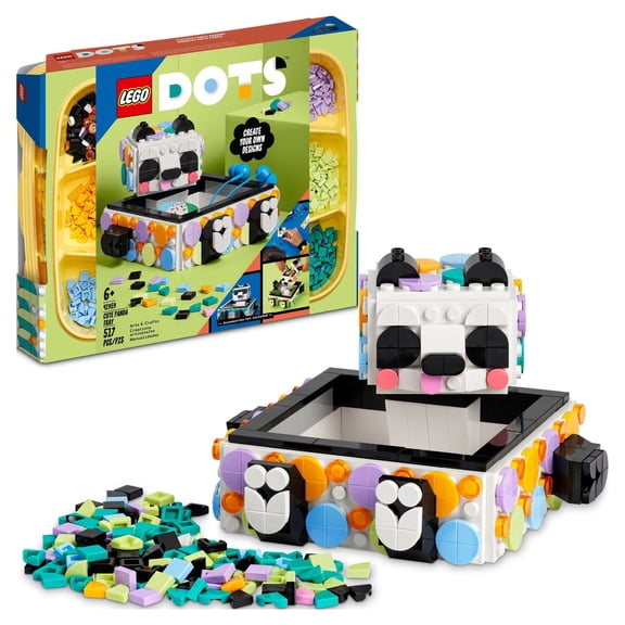 LEGO DOTS Cute Panda Tray 41959 Toy Crafts Set, DIY Jewelry Box, Desk Tidy or Storage Trays, Personalisable Animal Gift Idea for Kids Age 6 Plus