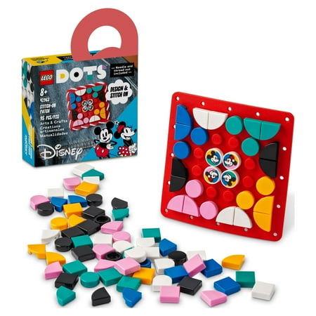 LEGO DOTS Disney Mickey and Minnie Mouse Stitch-On Patch 41963, DIY Toy Badge Making Kit to Decorate Clothes, Backpacks and More, Craft Kit for Kids aged 8 Plus