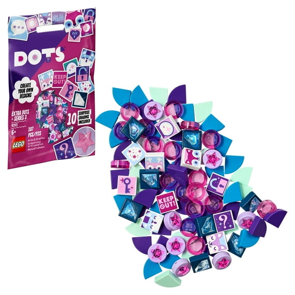 LEGO DOTS Extra DOTS Series 3 41921 DIY Craft Decorations Kit for Fun Creative Play (107 Pieces)