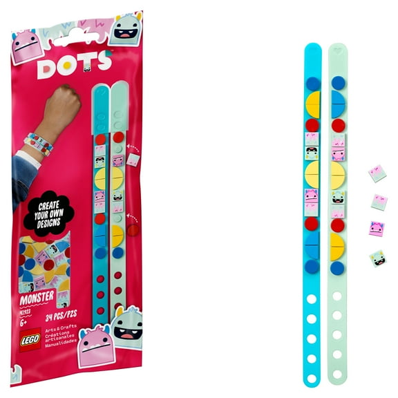 LEGO DOTS Monster Bracelets 41923 DIY Craft Bracelet Kit; Unique Set Kids (34 Pieces)