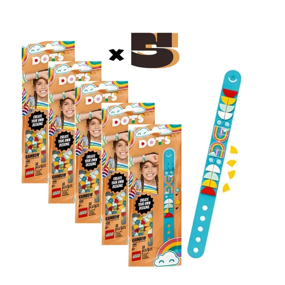 LEGO DOTS Party Pack - 5x Rainbow Bracelet 41900 Birthday Bundle