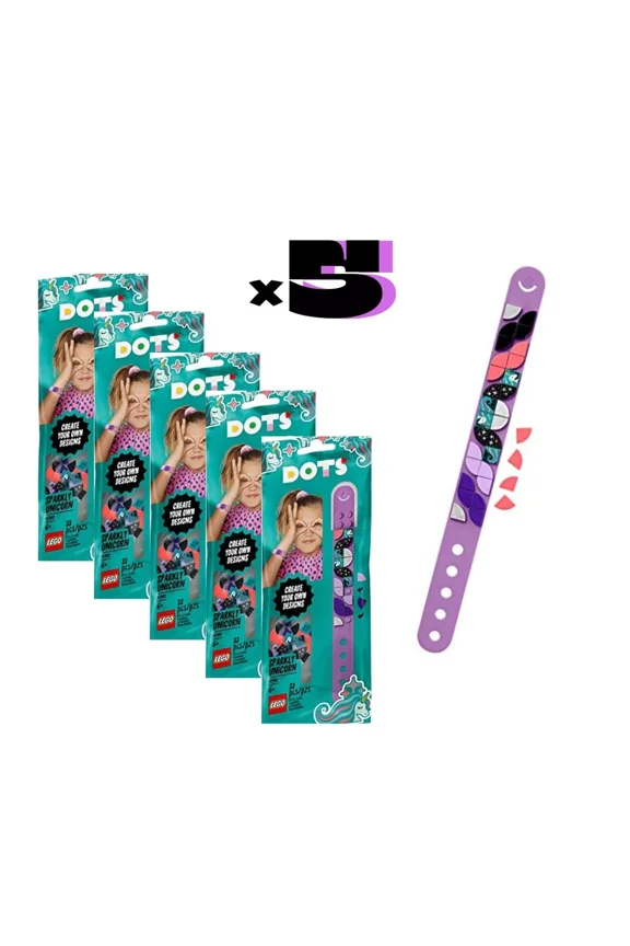 DOTS Party Pack - 5x Sparkly Unicorn Bracelet 41902 Birthday Bundle