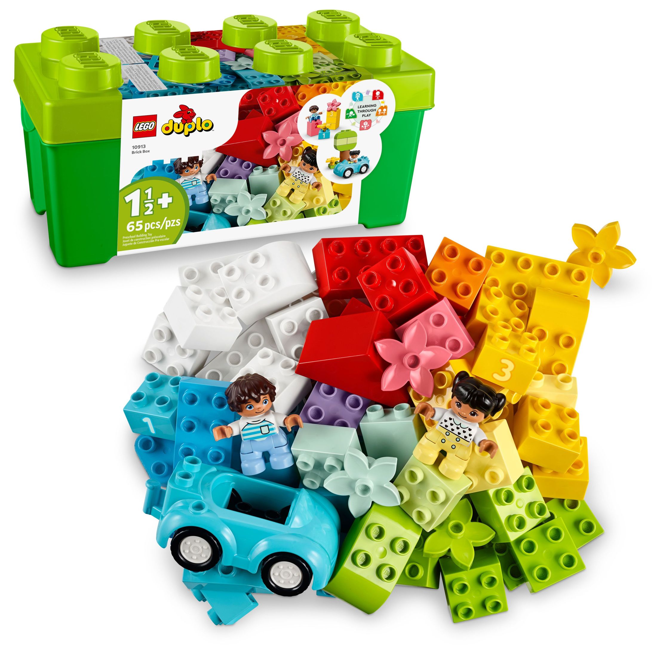 LEGO DUPLO Classic Brick Box Building Set with Storage 10913, Toy Car, Number Bricks and More, Learning Toys for Toddlers, Boys & Girls 18 Months Old - image 1 of 8