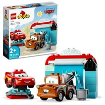 LEGO DUPLO Disney Lightning McQueen & Mater's Car Wash Fun, Toddler Toy with Two Buildable Cars, Educational STEM Toy for Preschoolers, 10996