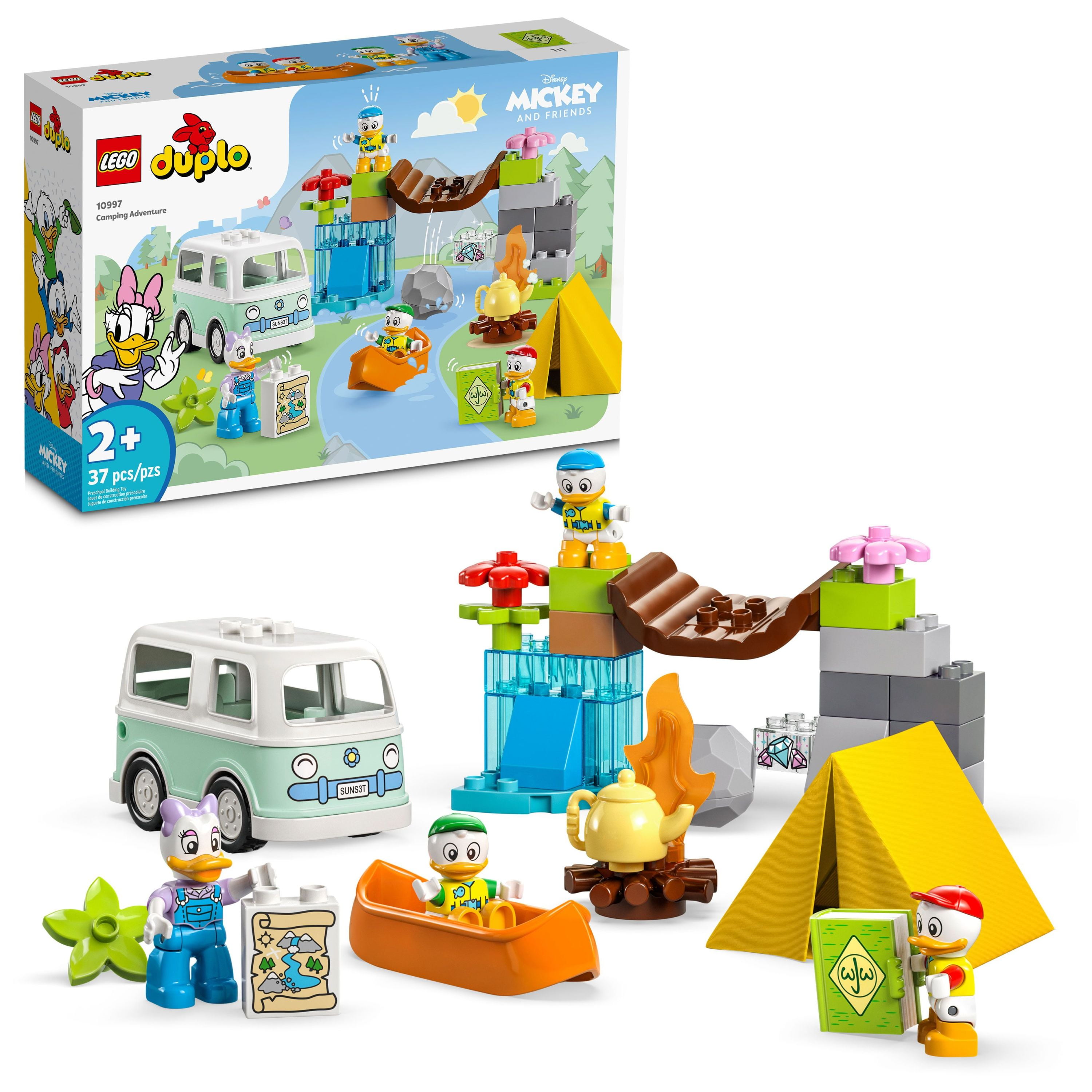 LEGO DUPLO Disney Mickey and Friends Camping Adventure 10997 Toddler  Building Toy Set, Features 4 LEGO DUPLO Toy Figures: Daisy Duck, Huey,  Dewey and