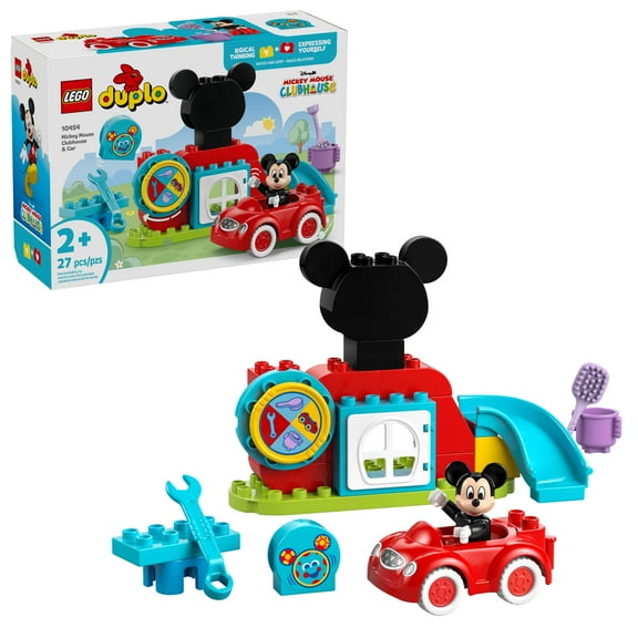 LEGO DUPLO Disney Mickey Mouse Clubhouse & Car Building Kit - Color Sorting Sensory Toy with Spinning Wheel - Toy for Toddlers, Girls, and Boys, Ages 2+ - Gift for Birthdays - 10454