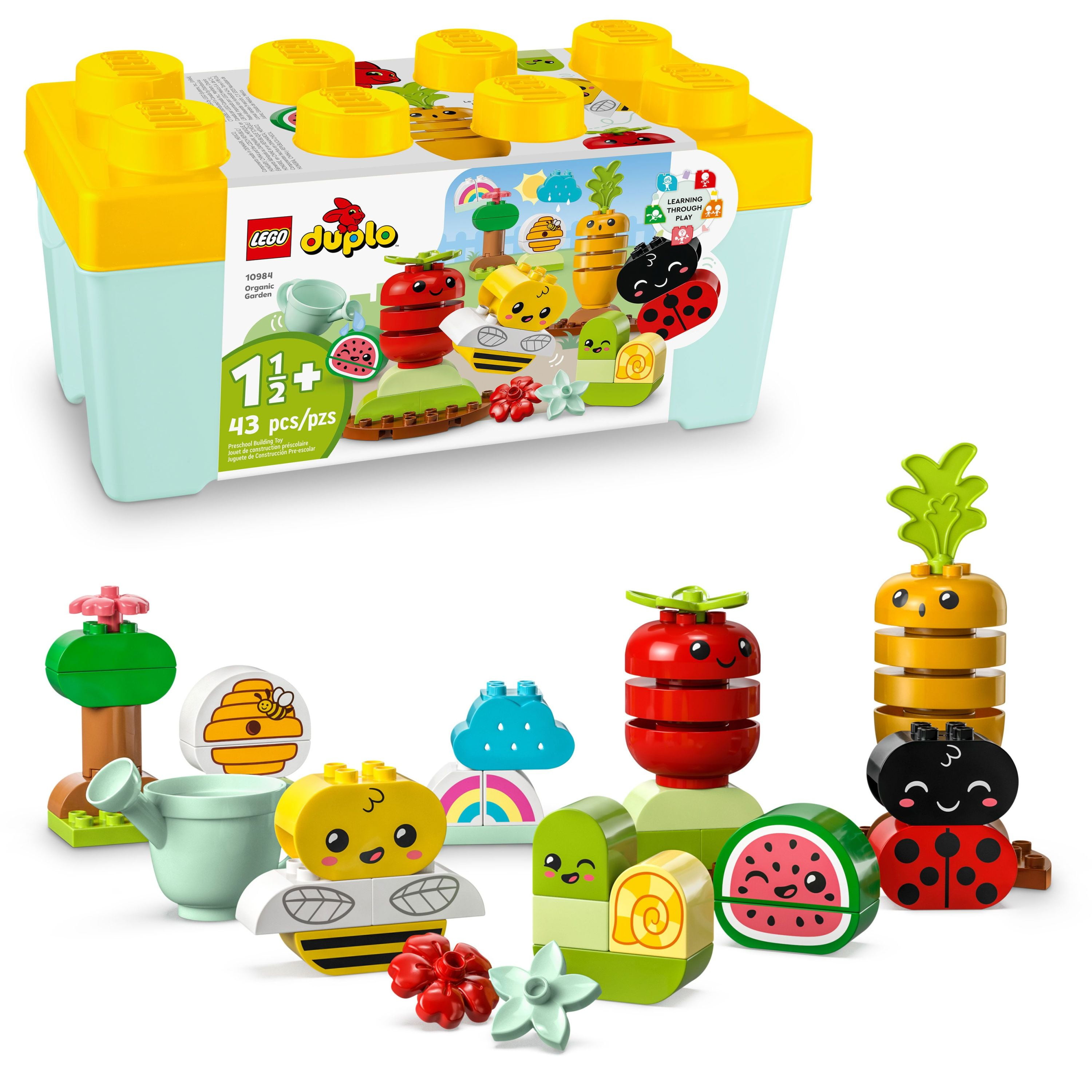 LEGO DUPLO My First Organic Garden Brick Box 10984, Stacking Toys for  Babies and Toddlers 1.5+ Years Old, Learning Toy with Ladybug, Bumblebee,  Fruit