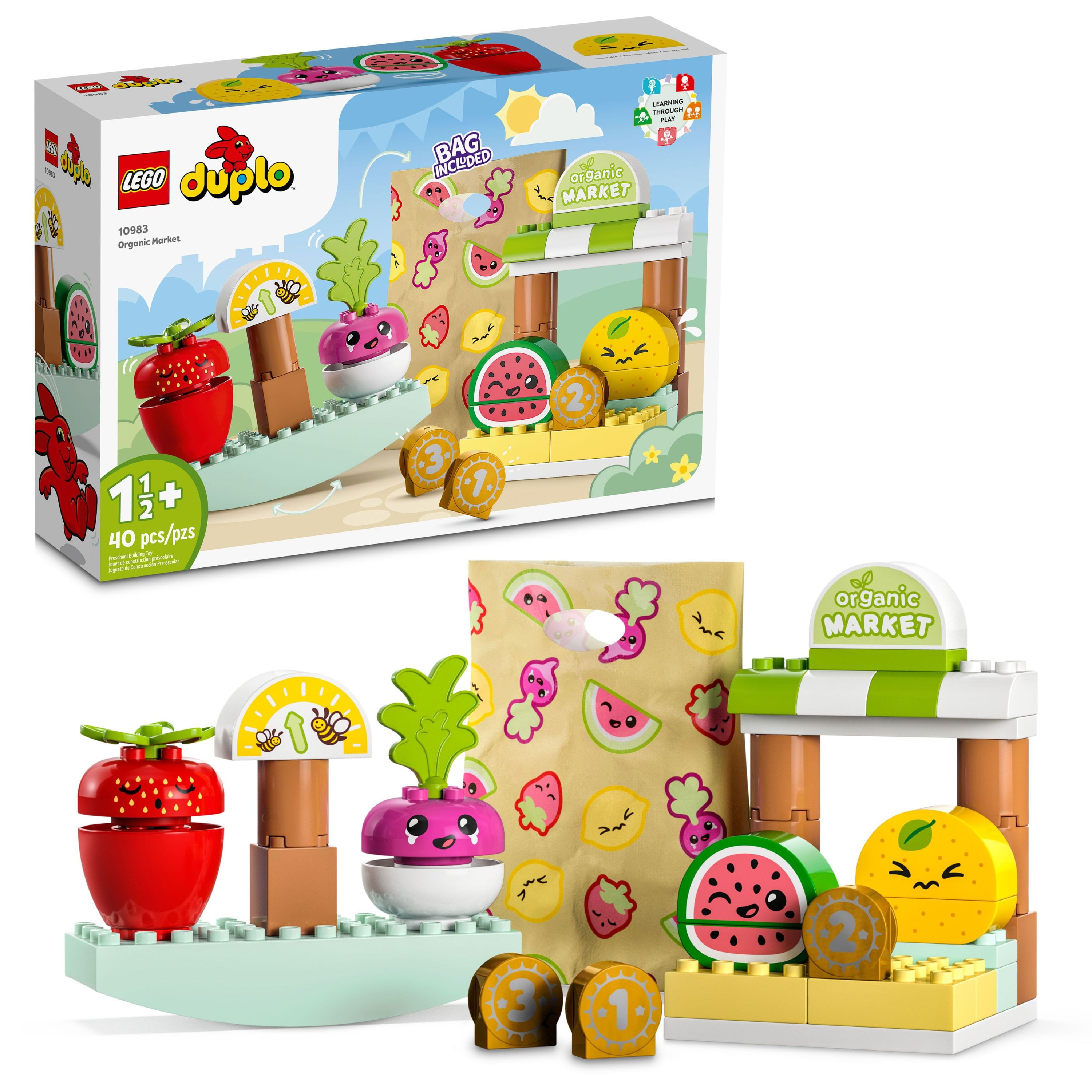 LEGO DUPLO My First Organic Market 10983, Fruit and Vegetables Toy Food Set, Learn Numbers, Educational Toys for Toddlers 18 - 3 Years Old - Walmart.com