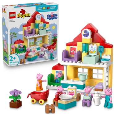 LEGO DUPLO Peppa Pig Family House - Building Toy for Toddlers, Ages 2+ - Sensory Toy for Girls & Boys - W/ 5 Figures - Birthday Gifts for Kids - 10467