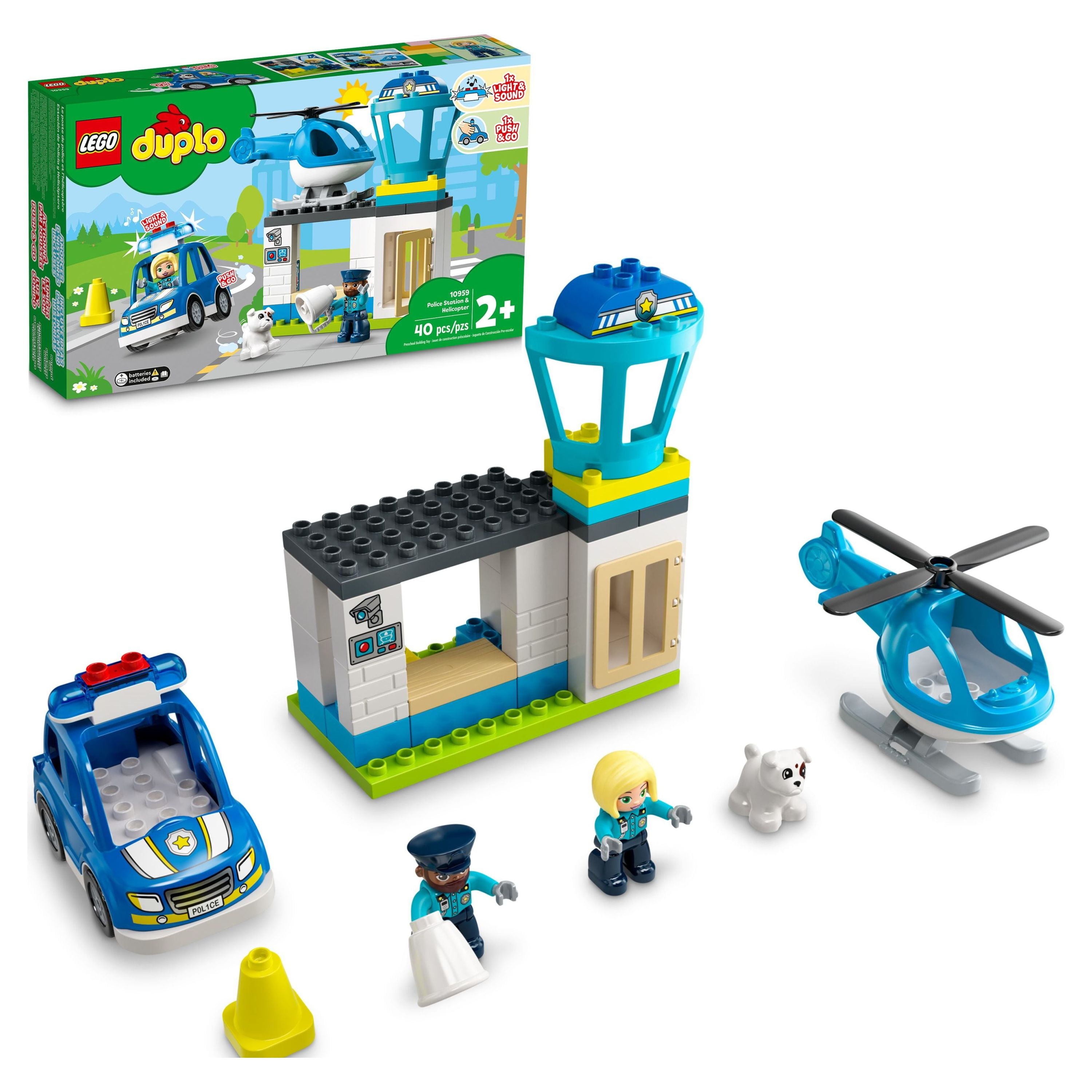 LEGO DUPLO Rescue Police Station 10959 Push & Go Car Toy with Lights and  Siren plus Helicopter, Early Learning Toys for Toddlers, Boys & Girls 2  Plus Years Old 