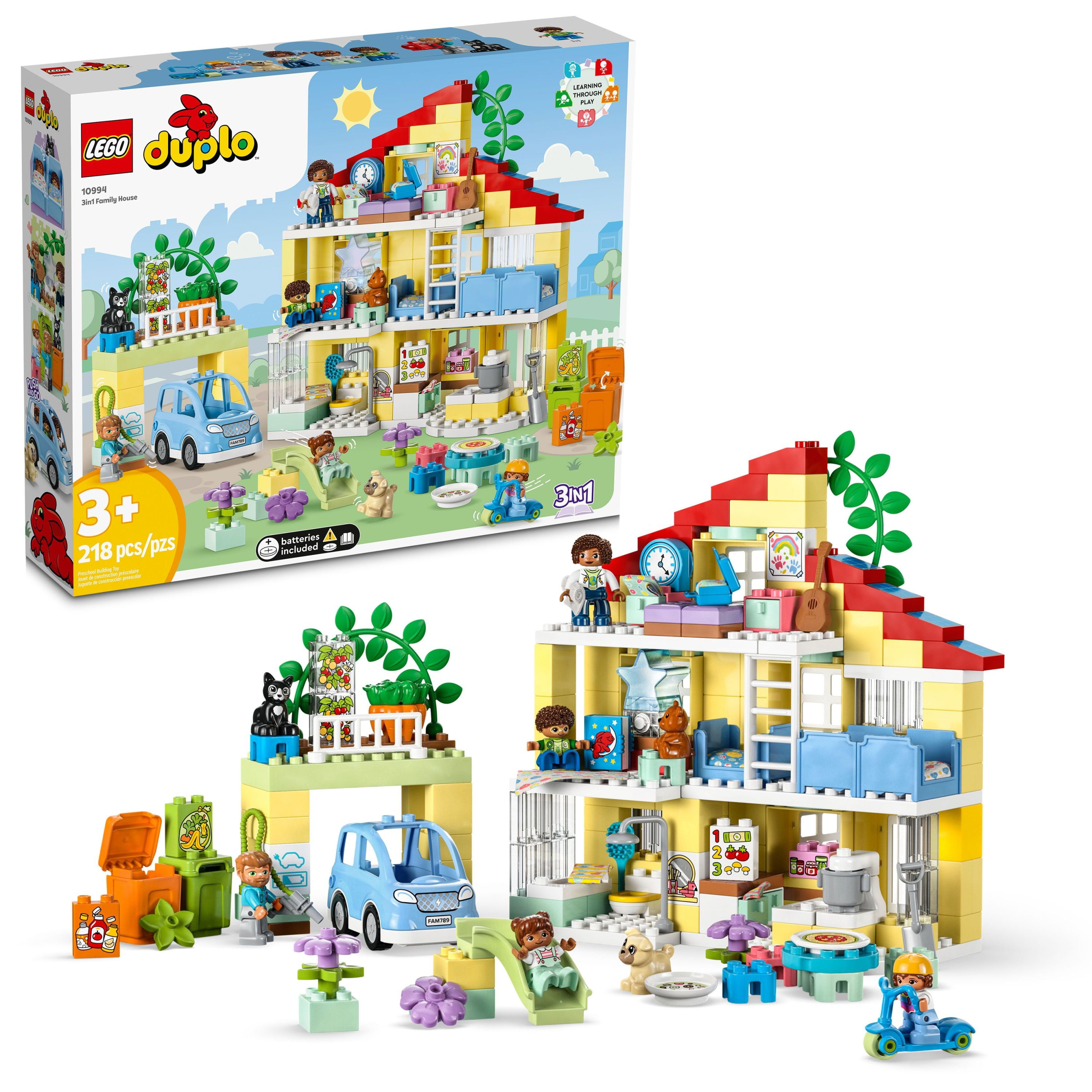 LEGO DUPLO Town 3in1 Family House 10994 Educational STEM Building Toy Set  for Toddlers Ages 3+, Car Toy and 3 Floor House Lets the Whole Family  Build