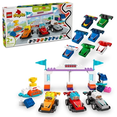 LEGO DUPLO Town F1 Team Race Cars & Drivers Building Toy Playset - Toddler Toy Cars for Pretend Play, Boys and Girls, Ages 2+ - Gift for Preschool Graduation - 10445