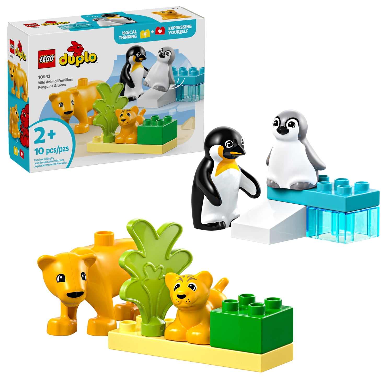 LEGO DUPLO Town Wild Animal Families Penguins & Lions Building Toy Playset - Preschool Learning & Educational Animal Toy for Toddlers, Boys and Girls, Ages 2+ - Baby Gift Ideas - 10442