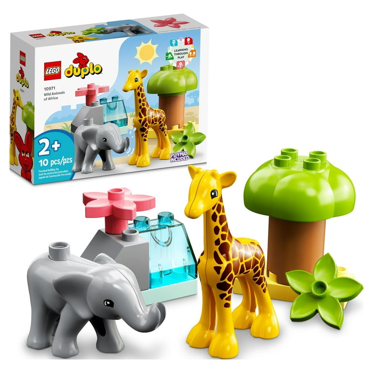 LEGO DUPLO Wild Animals of Africa 10971, Animal Toys for Toddlers, Girls &  Boys Ages 2 Plus Years old, Learning Toy with Baby Elephant & Giraffe