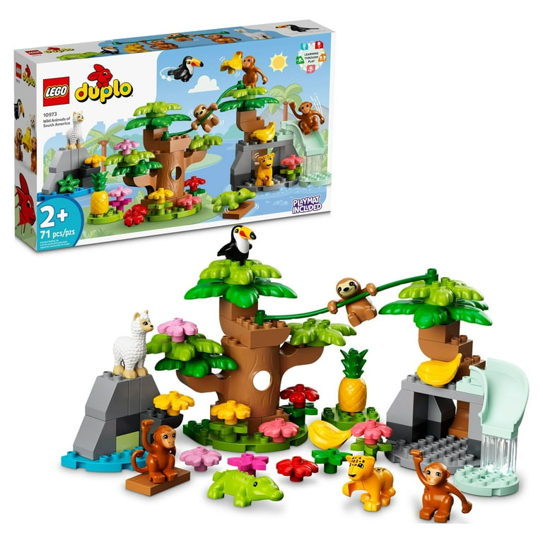 LEGO DUPLO Wild Animals of South America 10973 Educational Set - Featuring  7 Toy Animal Figures and Jungle Playmat, Early Learning and Motor Skill  Toys for Toddlers, Girls, Boys, and Kids Ages 2+ 