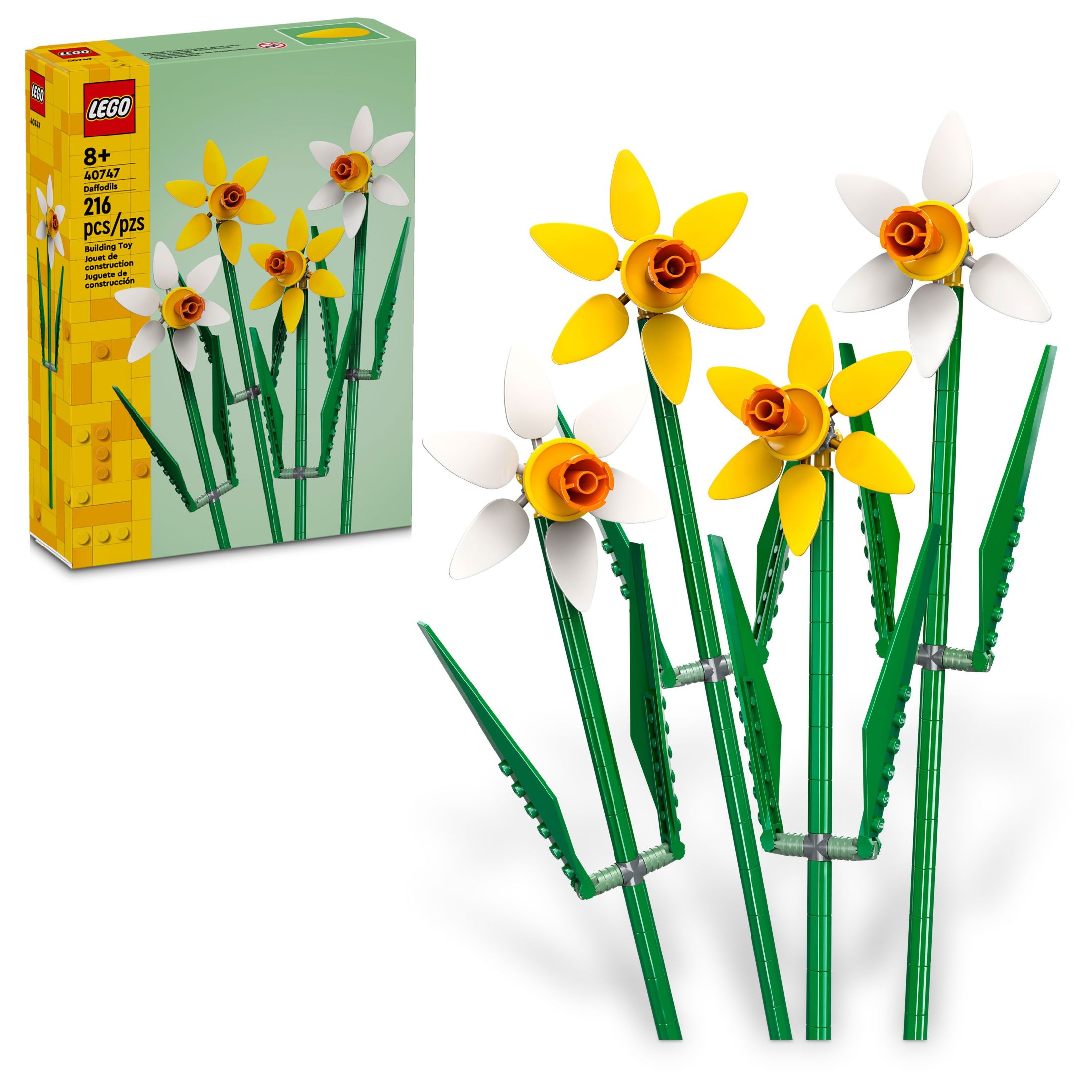 LEGO Daffodils Celebration Gift, Yellow and White Daffodils, Spring Flower Room Decor, Great Gift for Flower Lovers, 40747 - image 1 of 8