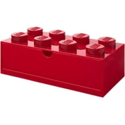 Room Copenhagen LEGO Stackable Plastic 8 Knob Desk Drawer, Bright Red