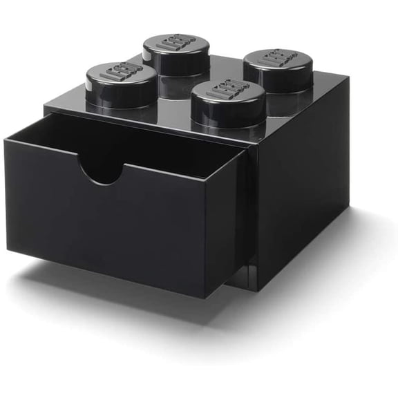 LEGO Desk Drawer 4 Knobs Stackable Storage Box | Black