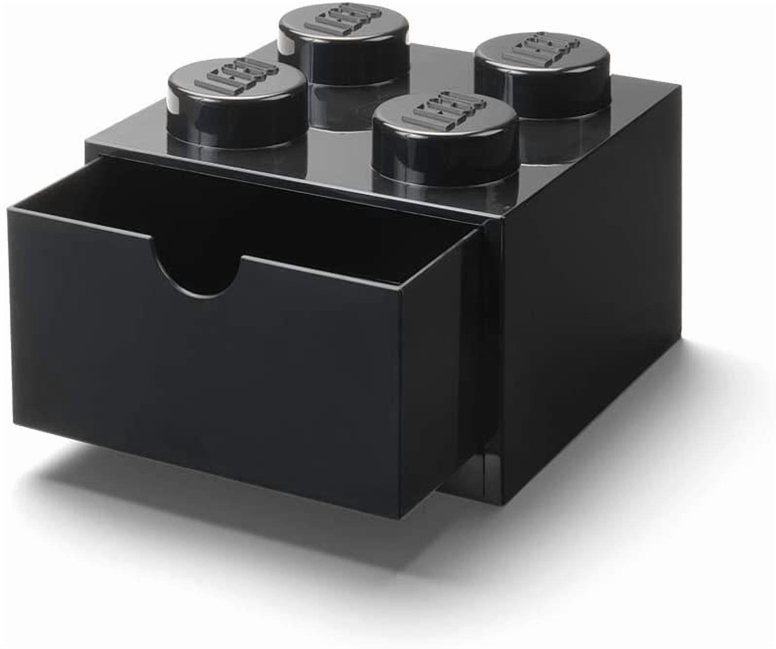 LEGO Desk Drawer Stackable Storage, Black Plastic Organizer with 4