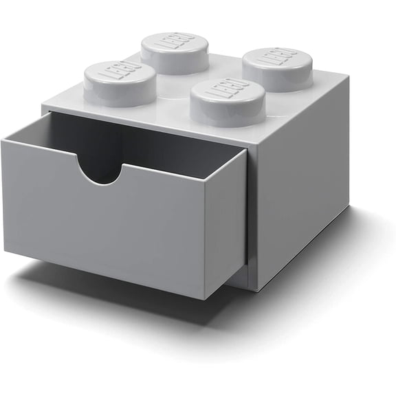 LEGO Desk Drawer 4 Knobs Stackable Storage Box | Grey