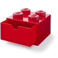 thumbnail image 1 of LEGO Desk Drawer 4 Knobs Stackable Storage Box | Red, 1 of 3