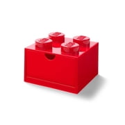 Room Copenhagen LEGO Stackable Plastic 4 Knob Desk Drawer, Bright Red