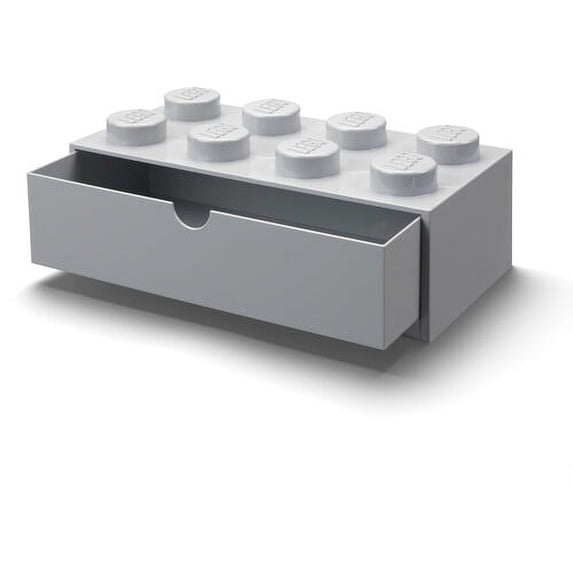 LEGO Desk Drawer Stackable Storage with 8 Knobs, Grey