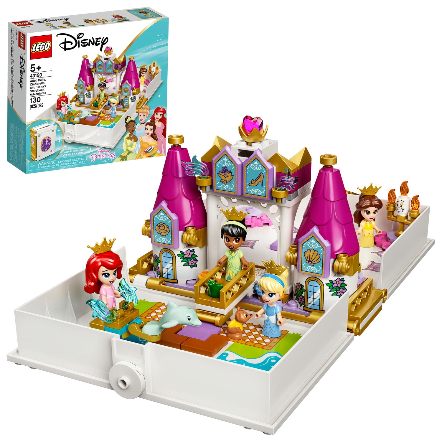 LEGO Disney Ariel, Belle, Cinderella and Tiana’s Storybook Adventures 43193  Building Toy (130 Pieces)
