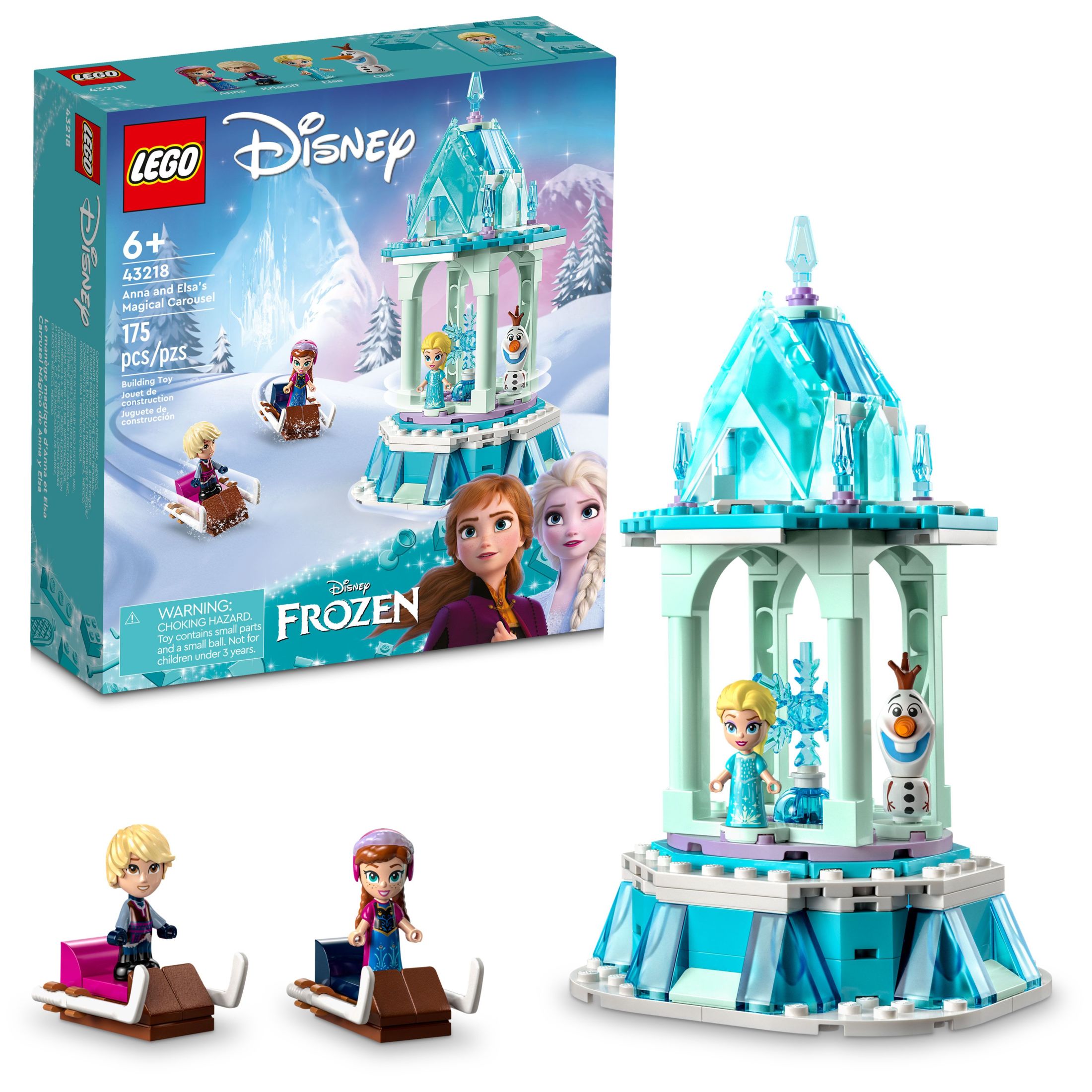 LEGO Disney Frozen Anna and Elsa’s Magical Carousel 43218 Ice Palace Building Toy Set with Disney Princess Elsa, Anna and Olaf, Great Birthday Gift for 6 Year Olds - image 1 of 8