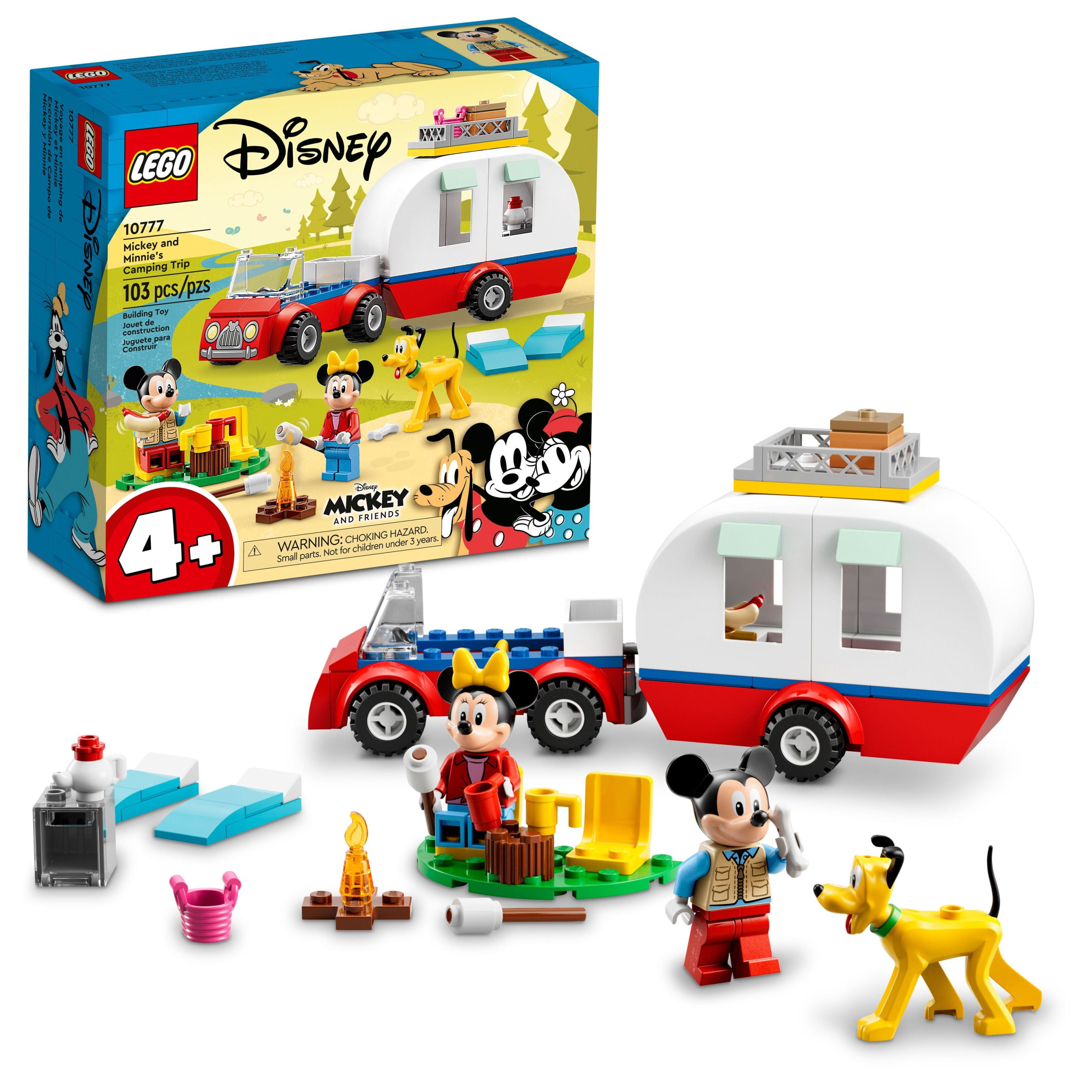 LEGO Disney Mickey Mouse and Minnie Mouse's Camping Building Toy with Camper Van, Car & Figure, for Kids 4 Plus Years Old - Walmart.com