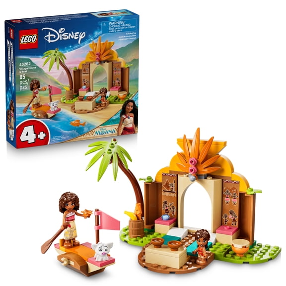 LEGO Disney Moana Village House & Boat - Preschool Building Toy for Girls & Boys, Ages 4+ - Disney Gifts for Kids with Movie Character Figures - 43282