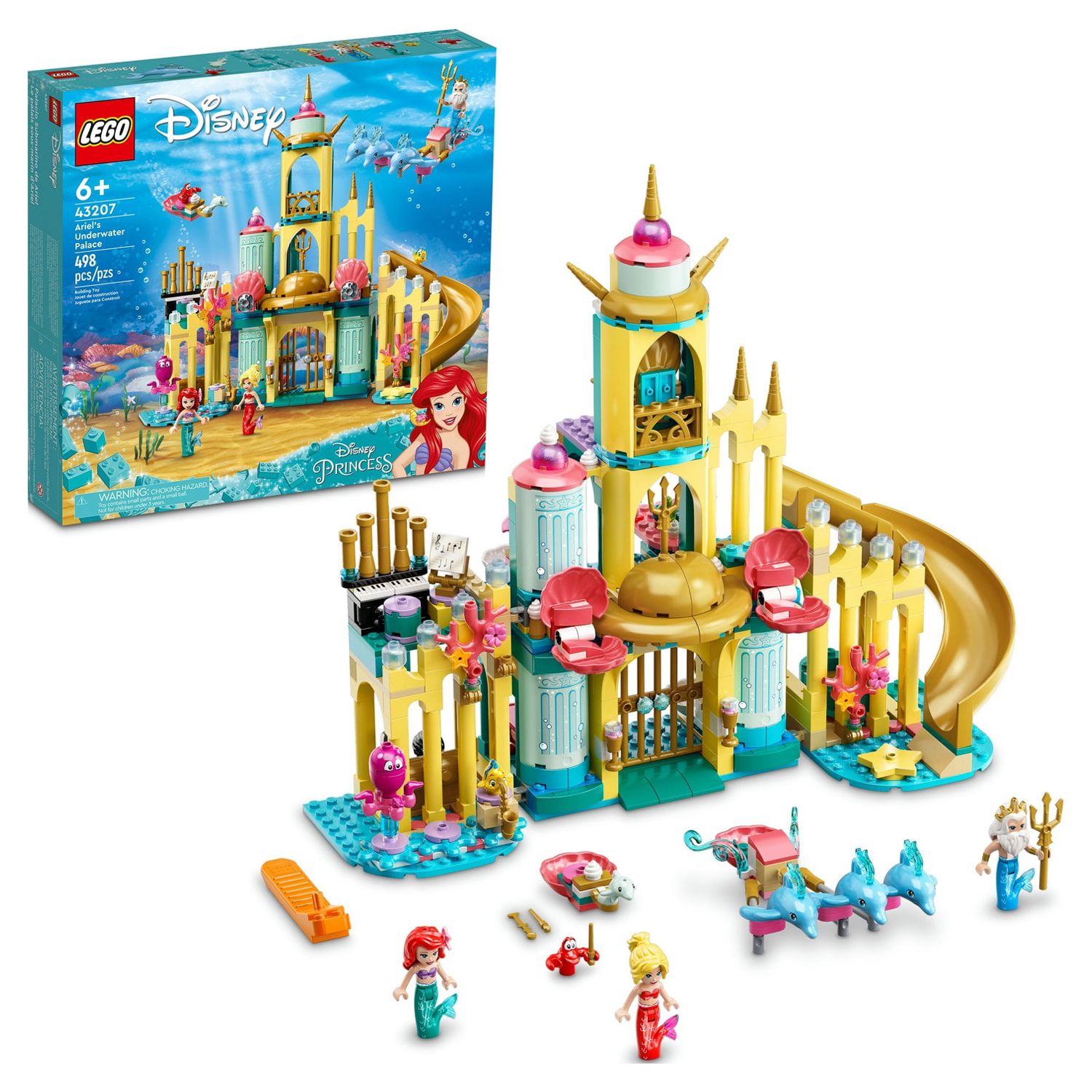 LEGO Disney Princess Ariel’s Underwater Palace 43207, Buildable Princess Castle Toy, Disney Gift Idea for Kids, Girls and Boys Aged 6+ with The Little Mermaid Mini-Doll Figure & Dolphin Figures - image 1 of 10