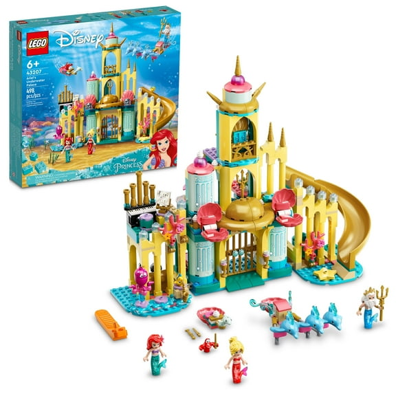 LEGO Disney Princess Ariels Underwater Palace 43207, Buildable Princess Castle Toy, Disney Gift Idea for Kids, Girls and Boys Aged 6+ with The Little Mermaid Mini-Doll Figure & Dolphin Figures