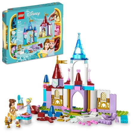 LEGO Disney Princess Creative Castles 43219, Toy Castle Playset with Belle and Cinderella Mini-Dolls and Bricks Sorting Box, Travel Toys for Girls and Boys, Sensory Toy for Kids Ages 6+