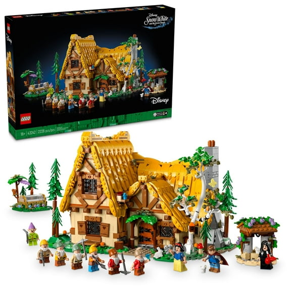 LEGO Disney Snow White and the Seven Dwarfs Cottage Building Kit, Build and Display Disney Princess Set with 10 Minifigures Including Snow White, Gift Idea for Fans of the Classic Movie, 43242