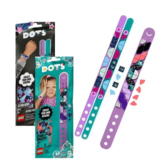 LEGO Dots Bundle: Sparkly Unicorn Bracelet 41902 & Starlight Bracelet 41934