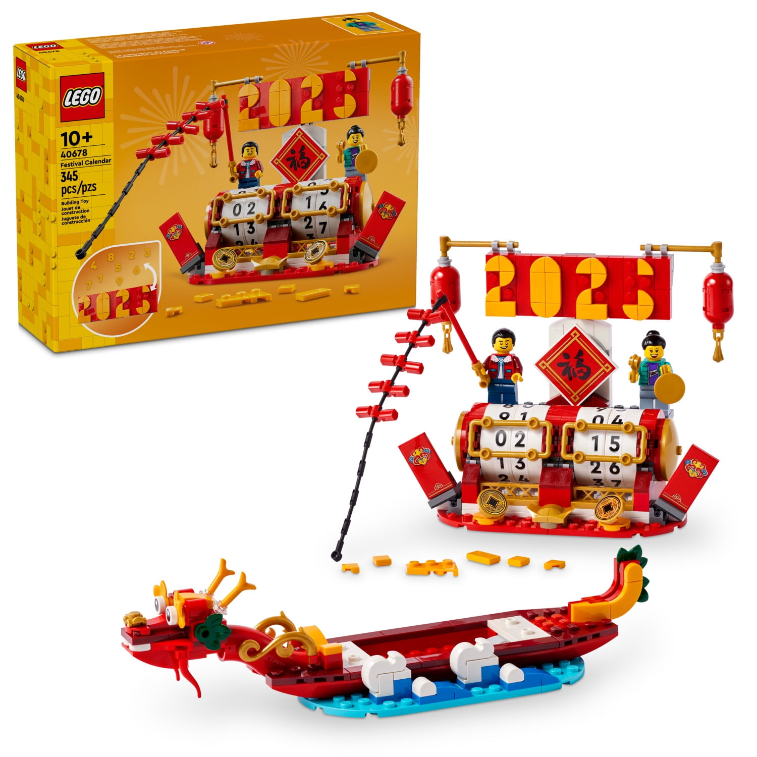 LEGO Festival Calendar - Lunar New Year Building Toy for Kids, Boys and Girls, Ages 10+ - Dragon Boat Festival Learning & Educational Toy - with Calendar for Holiday Decorations - 40678