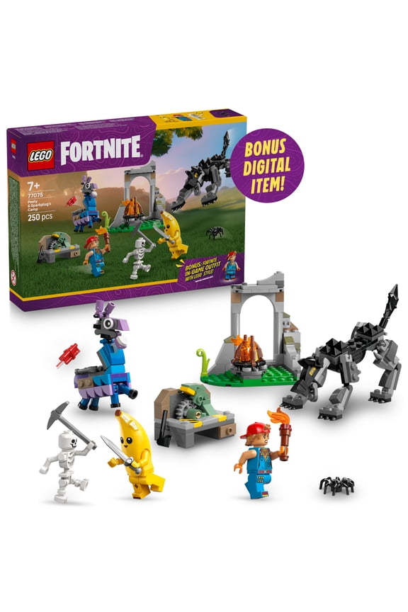 Fortnite Peely & Sparkplugs Camp Kids Toy - Pretend Play and Video Game Building Set for Girls & Boys, Ages 7+ - Fortnight Toy Figures Peely, Sparkplug, & More - Gift Idea for Birthdays - 77075